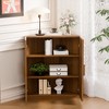 36 in. Tall Wood Grain Corner Storage Cabinet in Natural Wood Color, Storage Organizer with Adjustable Shelves for Bedroom Living/Dinning Room - 2 of 4