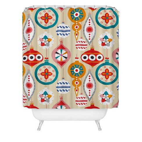 Orara Studio Modern Christmas Shower Curtain Blue/brown - Deny Designs :  Target