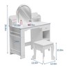 Kids Vanity with Lighted Mirror & Stool, Little Girls Vanity with Adjustable LED Light - 3 of 4