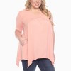 Plus Size Short Sleeve Shirred Front Knit Tunic Top with Pockets -White Mark - 2 of 4