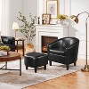 Yaheetech Faux Leather Accent Arm Chair Barrel Chair with Ottoman for Living Room - 2 of 4