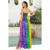 HAPPY BAY Women's Summer Beach Maxi A Line LGBTQ Pride Flag Rainbow Stripe Slit Party Strapless Tube Top Dress One Size Multi, Stripes - 2 of 4