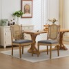 Full Solid Wood Rattan-Back Dining Chair Set of 2, Upholstered Matte Linen Cushion, Rustic Natural Dining Room and Café Chair-- Frevyn - 4 of 4