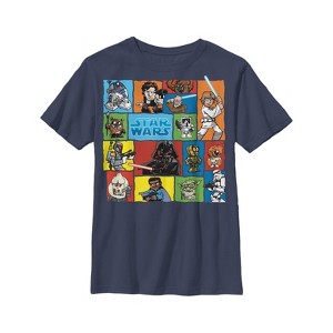 Boy's Star Wars Cartoon Character Squares T-Shirt - 1 of 3