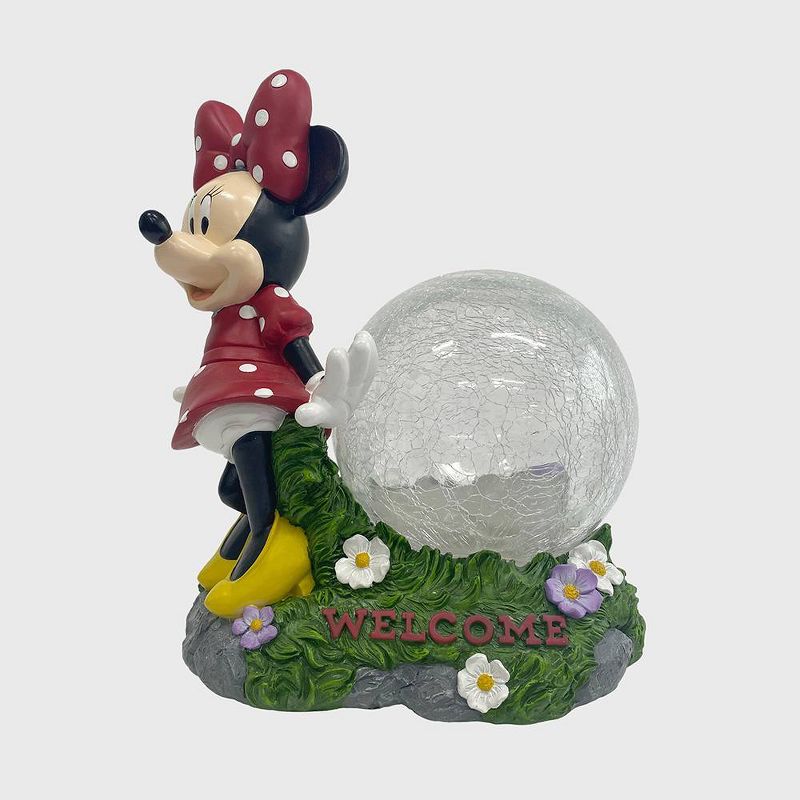 Disney 10.63&#34; Fiberglass/Polyester Minnie Solar Garden Statue with Crackle Glass Ball, 4 of 7