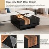 TIRAMISUBEST Square Coffee Table with Sliding Tabletop, High Gloss Center Table with Hidden Storage Compartment, Extendable Cocktail Table - 4 of 4