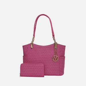 MKF Collection Savannah M Logo Printed Vegan Leather Women’s Tote and Wristlet Wallet by Mia K- 2 pieces - 1 of 4