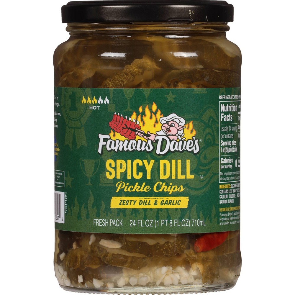 Famous Dave's Spicy Dill Pickle Chips - 24 fl oz