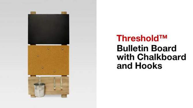 Bulletin Board with Chalkboard and Hooks - Threshold&#8482;, 2 of 6, play video