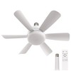 DORESshop 17.7" White LED Ceiling Fan Light Modern Garage Lighting Flush Mount Ceiling Light with Remote, 3-Color Dimmable, 6-Speed Wind Control - 2 of 4