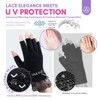 Saviland Pro Hybrid UV Shield Gloves - 2pr UPF50+ Surgical Lace Gloves for Gel Lamp Defense & Cuticle Care .(Black/Gray) (Size: 2pr) - 4 of 4