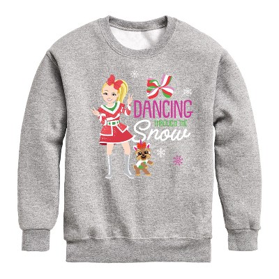 JoJo Siwa Brandclub JoJo Siwa Dancing Through The Snow Graphic Long Sleeve Fleece Sweatshirt Athletic Heather 5T