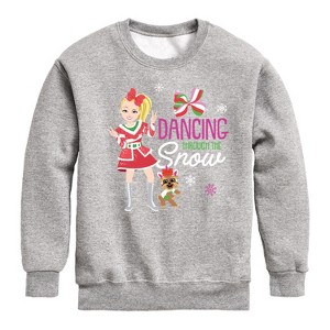 JoJo Siwa Dancing Through The Snow Graphic Long Sleeve Fleece Sweatshirt - Athletic Heather - 4T - 1 of 3