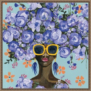 Amanti Art 22"x22" Sunning in Florals II by Yvette St. Amant Framed Canvas Wall Art - 1 of 4