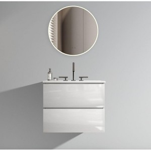 NicBex Floating Bathroom Vanity with Sink and Faucet Holes,Bathroom Sink Vanity with 2 Drawers,Oak/Walnut/White/Gray - 1 of 4