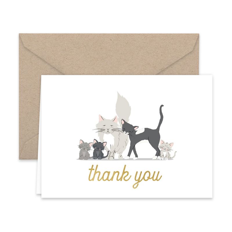 Paper Frenzy Kittens and Kitty Cats Thank You Note Card Collection 25 pack with Kraft Envelopes, 3 of 7