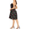 LA LEELA Women's Casual Beach A line Slit Smocked Mini Dress Tube Top Evening Short Strapless Christmas Tree Dress for Women One Size Ebony Xmas Theme - 2 of 4