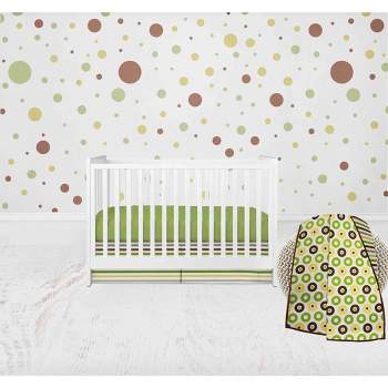 Bacati - Mod Dots Stripes Green Yellow Beige Brown 3 pc Crib Bedding Set