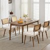 Set of 2 Natural Rattan Dining Chairs – Linen Upholstered with Tall ...