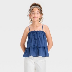Girls' Bow Front Woven Tank Top - art class™ - 1 of 3