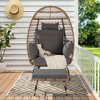 Wicker Egg Chair,Rattan Egg Chair Indoor Outdoor,Oversized Large Egg Chairs 600lbs with Ottoman and Thick Cushions for Porch, Backyard, Balcony - 2 of 3