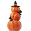 Casafield Ceramic Halloween Stacked Jack-o-Lanterns, Hand Painted 14-Inch Pre-Lit LED Carved Pumpkin Tabletop Decor - 2 of 4