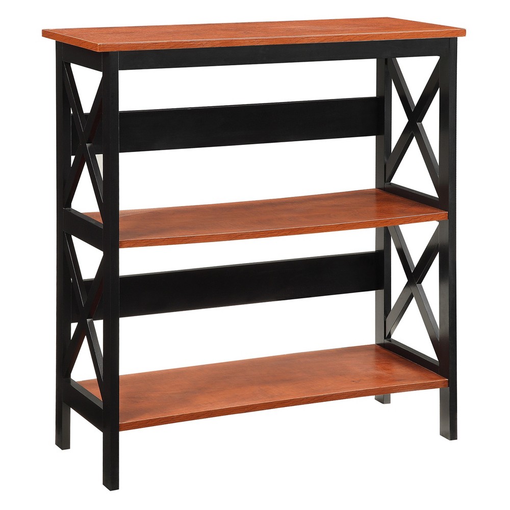 Photos - Wall Shelf 32.5" Oxford 3 Tier Bookcase Black/Cherry Red - Breighton Home