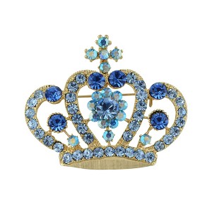 Anna-Kaci Amethyst Purple Colored Crystal Rhinestone Royal Princess Queen Crown Brooch Pin - 1 of 4