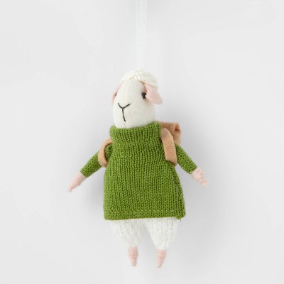 Dressed Sheep in Sweater Christmas Tree Ornament Dark Green - Wondershop™