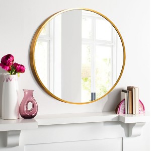 MAYEERTY 27.56x27.56x1.10in Aluminum Thin Edge Gold Round Hanging Mirror - 1 of 4