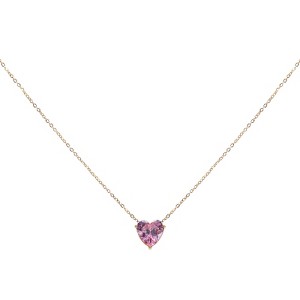 Unique Bargains Women's Birthstone Cubic Zirconia 18K Gold Plated Heart Necklace 17.7" - 1 of 4