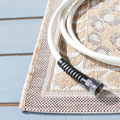Courtyard CY6100 Power Loomed Indoor/Outdoor Area Rug - Beige/Gold - 5'3"x5'3" - Safavieh.