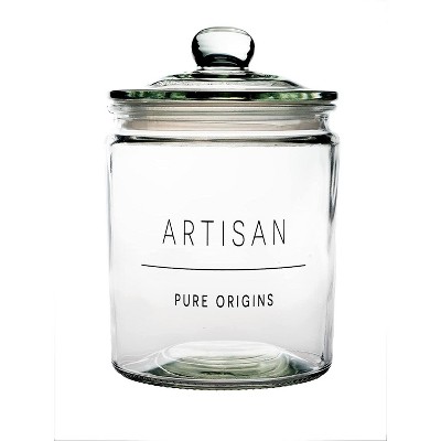 Amici Home Stockholm Glass Round Canister, Food Safe, Push Top Lid with Gasket, Airtight, For Storage, Dry Goods Container, 36 oz.