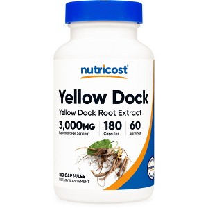 Nutricost Yellow Dock Extract (3,000mg Equivalent) 180 Capsules - Yellow Dock Root Extract, Vegan, GMO-Free, Gluten-Free, 60 Servings - 1 of 4
