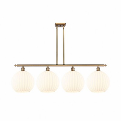 White Venetian - 4 Light Stem Hung Island In Modern Style-14 Inches Tall and 50.25 Inches Wide