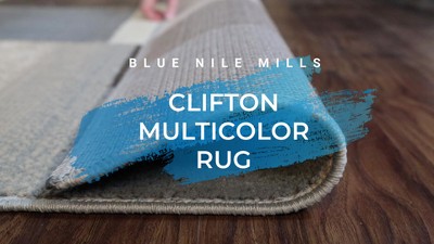 Beige and Blue Geometric Synthetic Area Rug, 2'x3'