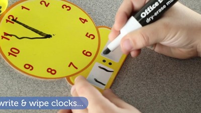 Learning Resources About Time! Group Activity Set, Classroom Set, 6 Write &  Wipe Clocks : Target