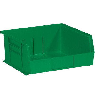 Box Partners Plastic Stack & Hang Bin Boxes 10 7/8" x 11" x 5" Green 6/Case BINP1111G