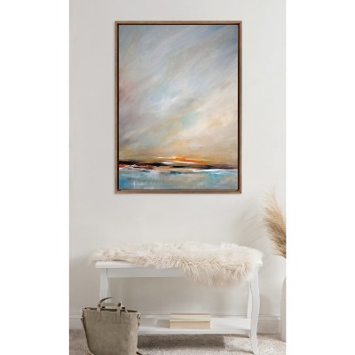 Day's End Coastal Landscape Canvas with Gold Frame