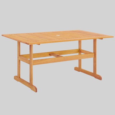 Hatteras 59" Rectangle Outdoor Patio Eucalyptus Wood Dining Table - Natural - Modway