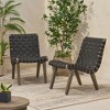Akoasm Modern Rope-Woven Outdoor Lounge Chair with Rosewood Frame-Black - 3 of 4