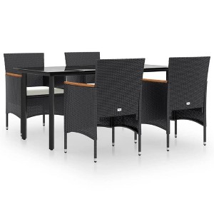 vidaXL Patio Dining Set Outdoor Dining Set Table and Chair Set for Garden - 63" Table Length Black 4 Items - 1 of 4