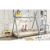 Twin Size House Platform Bed with Triangle Structure,Gray - 3 of 4