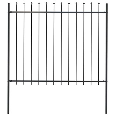 Garden Fence with Spear Top Steel 71.3"x59.1" Black vidaXL