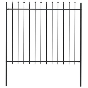 Garden Fence with Spear Top Steel 71.3"x59.1" Black vidaXL - 1 of 4