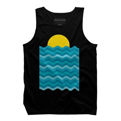 Men's Design By Humans Sunset Waves By clingcling Tank Top
