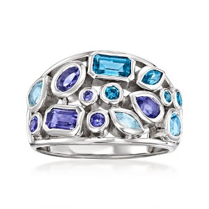 Ross-Simons 1.16 ct. t.w. Tonal Blue Multi-Gemstone Ring in Sterling Silver - 1 of 4