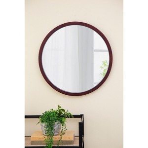 PAGED Minimalist Bathroom Mirror, 19.7" x 19.7" Circle Wall Mirror with Wooden Frame, Vanity Mirror for Bathroom, Bedroom - 1 of 4