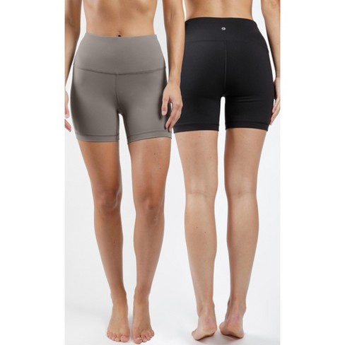 90 Degree By Reflex Womens 2 Pack High Waist Power Flex Yoga Shorts Tummy  Control 5 Biker Shorts - Night Sage / Black - X Small : Target