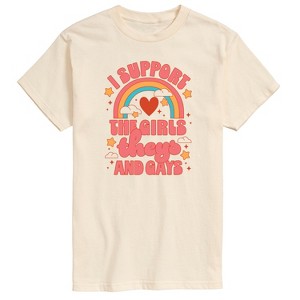 Men's - Instant Message - I Support The Girls Theys And Gays Short Sleeve Graphic T-Shirt - 1 of 4